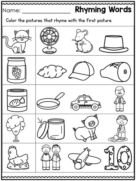 Rhyming Words Printable Worksheet For Grade 2 - Preschool Coloring ...