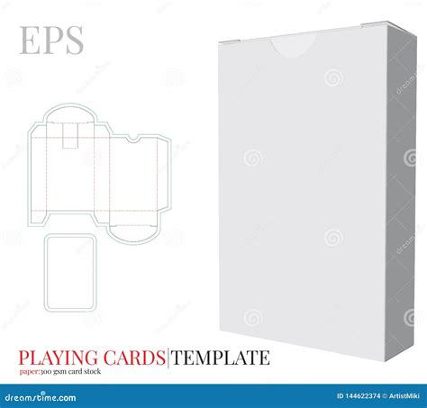 Playing Cards Template and Playing Cards Box Template Vector with Die ...
