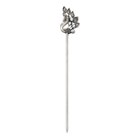 Shop Teejh Adyaksha Silver Oxidised Hairpin for Women