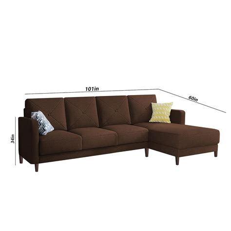 CASALIVING Swaloni RHS 6 Seater L Shape Sofa Set for Living Room (Brow