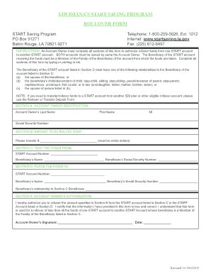 Fillable Online LOUISIANAS START SAVING PROGRAM ROLLOVER FORM Fax Email ...