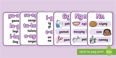 Marungko Approach flash cards (n, g, ng)