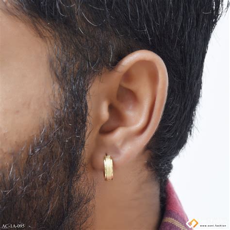 Golden Color Stainless Steel Stud Earring For Men (1 Pc) - Style A095 ...