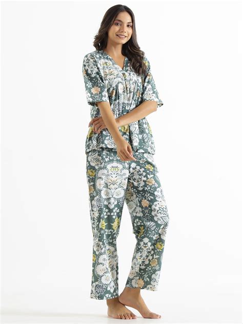 Cadet Green Cotton Loungewear Set – Sanskruti Homes
