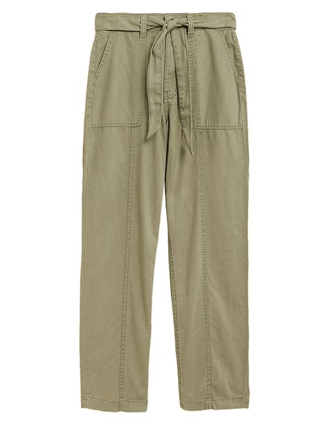 Buy Tencel™ Blend Straight Leg Trousers at Marks & Spencer