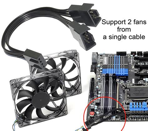 DAHSHA 4 Pin to 2 x 4 Pin Computer Case PWM Fan Y-Splitter Adapter ...