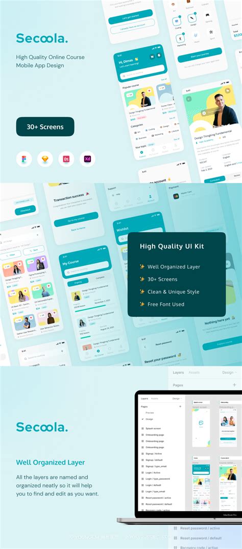 30+在线教育app界面设计UI素材下载_颜格视觉