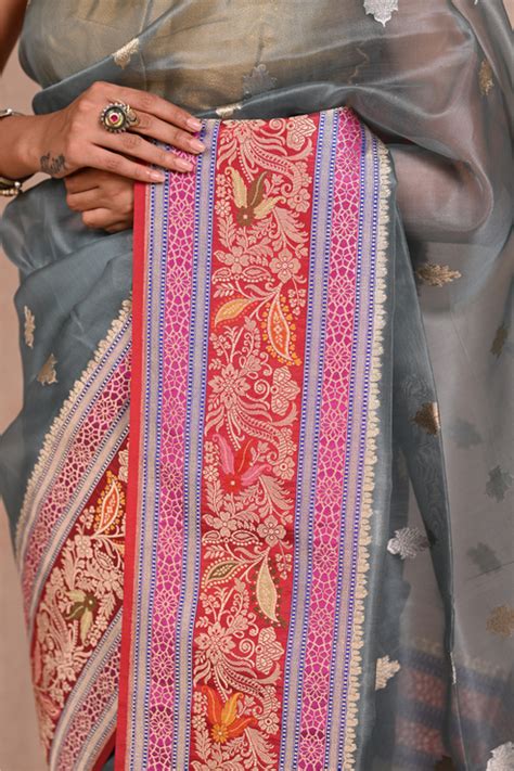 Banarasi Kora Silk Saree with Satin Border & Resham Zari Work | Kalatantu