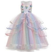 Buy Girls Unicorn Costume Princess Long Maxi Tulle Dress Birthday Party ...