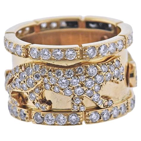 Cartier Panthere Gryph Diamond Yellow Gold Band Ring For Sale at ...