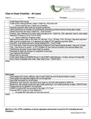 Clear To Close Checklist All Loans - Fill and Sign Printable Template ...