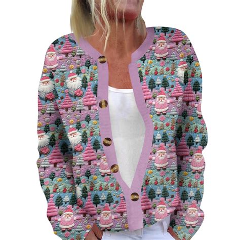 TQWQT Ugly Christmas Cardigan Sweaters for Women Plus Size Open Front ...