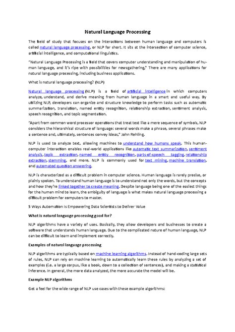 1 Natural Language Processing - Natural Language Processing The field ...