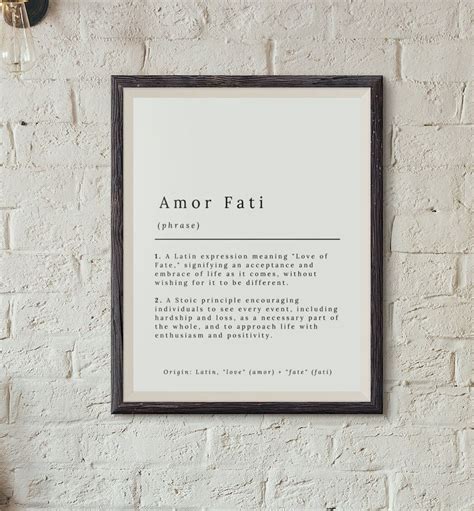 Amor Fati Definition Poster, Inspirational Stoic Quotes Printable Art, Stoic Reflection ...