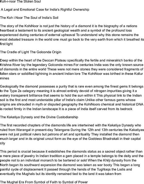 Koh-i-noor The Stolen Soul A Legal and Emotional Case for India's ...