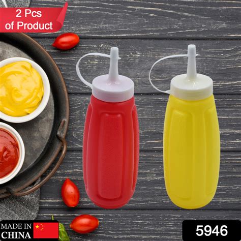 5946 Plastic Squeeze Bottle Ketchup Mustard Honey Sauce Dispenser Bott ...