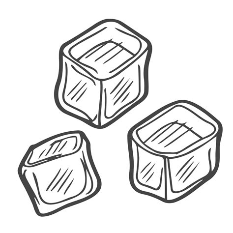 Hand Drawn Ice Cube Isolated Vector Illustration on White Background ...