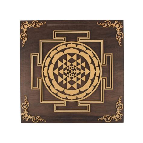Boho Wooden Sri Yantra Mandala Art for Wall Decor - Attractive Sister