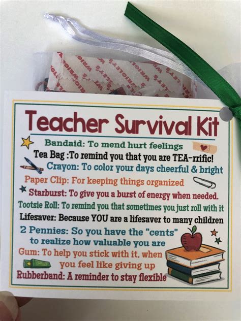 TEACHER Survival Kit sweet Thoughts Goody Bag, Happy Birthday, Friends ...