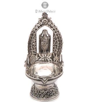 92.5 Oxidised Silver Tirupathi Balaji Lakshmi Deepam - Silver Palace