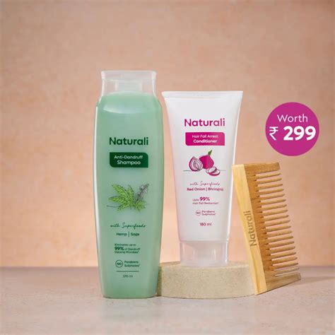 Naturali Anti-Dandruff Shampoo + Hairfall Arrest Conditioner + Wooden