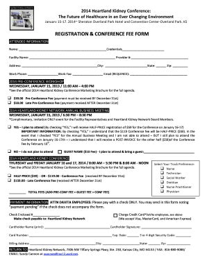 Fillable Online heartlandkidney REGISTRATION CONFERENCE FEE FORM ...