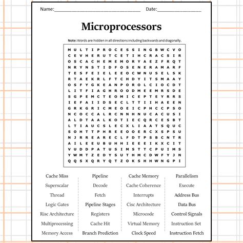 Microprocessors Word Search Puzzle Worksheet Activity PDF – PrintableBazaar