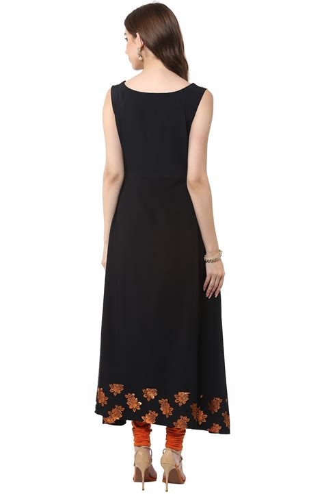 Buy Janasya Black Printed Crepe Straight Kurti Online @ ₹849 from ShopClues