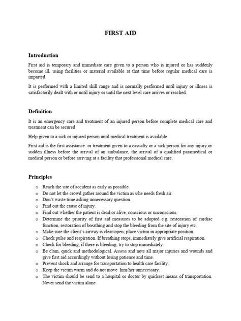 Image result for First Aid Introduction Example