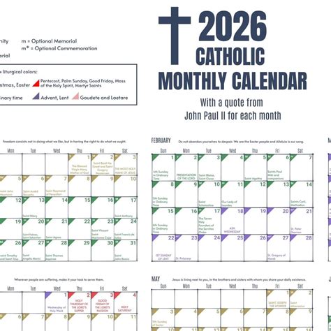 Catholic Calendar 2026 Printable - Free Printable Templates