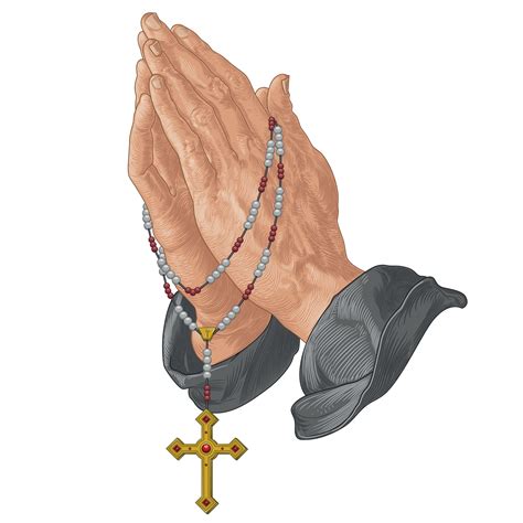 Praying Hands With Rosary Art