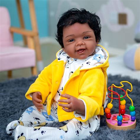 Buy Zero Pam Smiling Black Reborn Baby Boy Dolls 22 Inch African ...