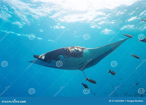 Photo of the Big Manta Ray Swim Towards Camera Stock Image - Image of ...