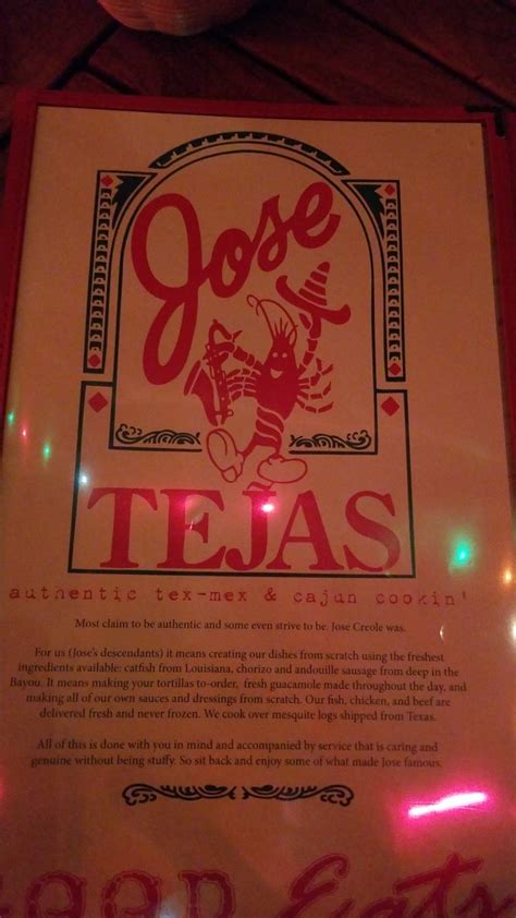 Menu at Jose Tejas restaurant, Woodbridge Township, 700 US-1