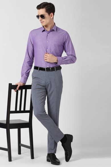 Buy Men Grey Stripe Formal Trousers Online - 662401 | Peter England