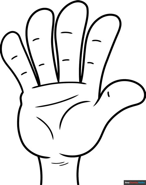 Cartoon Hand Coloring Page | Easy Drawing Guides