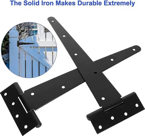 6 Pack 12 Inch T-Strap Shed Hinge Heavy Duty Black T Hinge Door Barn Gates Hinges Fence Garden ...