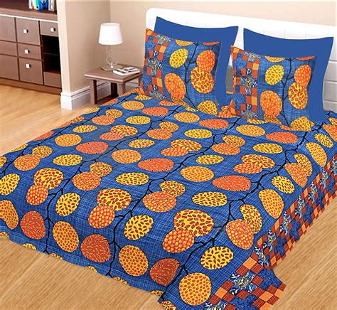 Kuber Industries Designer 100% Cotton Leaf 144 TC Double Bed Sheet with ...