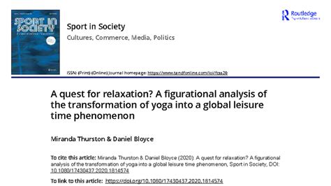 Sport in Society: A Figurational Analysis of Global Yoga Transformation ...