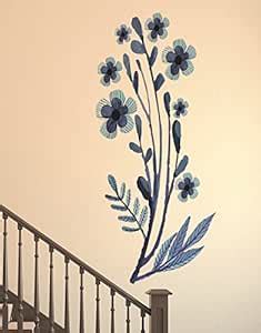Buy Wallstick Cute Blue Flower Wall Sticker (Vinyl 100 cm x 55 cm ...