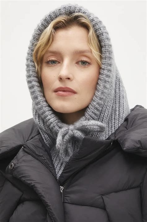 Answear Lab kominiarka z wełny merino kolor szary | Answear.com