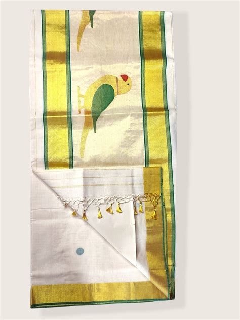 Kerala Kasavu Saree Premium Balaramapuram Handloom with Handwoven Parr ...