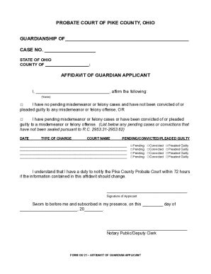 Fillable Online Affidavit of Guardian Applicant Forms Fax Email Print ...