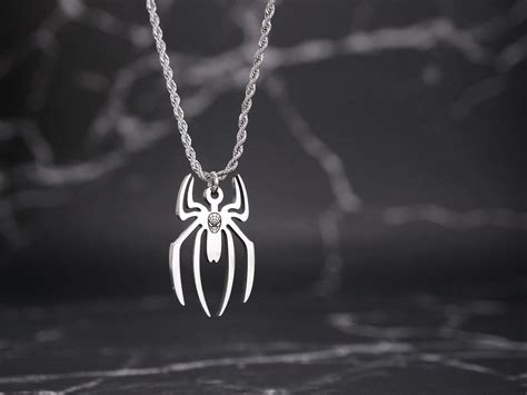Spiderman Necklace Silver Marvel Jewelry Stainless Steel - Etsy