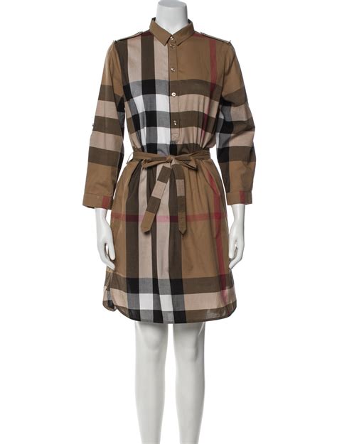 Burberry Plaid Print Knee-Length Dress - Brown Dresses, Clothing ...