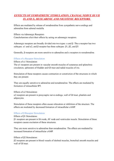 Effects OF Sympathetic Stimulation, Cranial Nerve III VII IX AND X ...