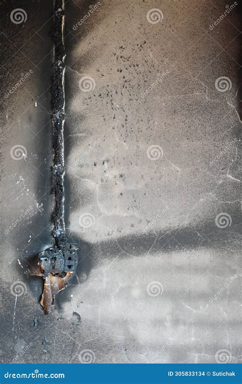 Power Plug Electricity Burn on Brick Wall Texture Background Stock ...