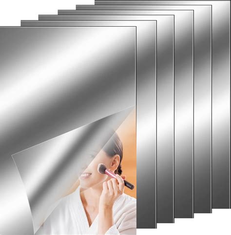 YUFFQOPC 10 Pcs Mirror Tiles Self Adhesive Acrylic Mirror Sheet Non Glass Mirror Flexible Mirror ...
