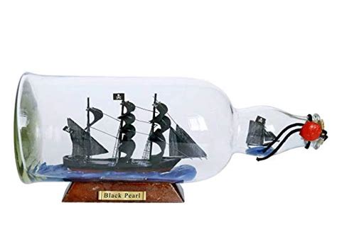 Hampton Nautical Black Pearl Model Ship in a Glass Bottle 11" - Famous ...
