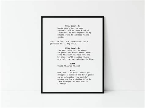 Good Will Hunting Screenplay Cute Wall Art Digital Print Movie Script ...